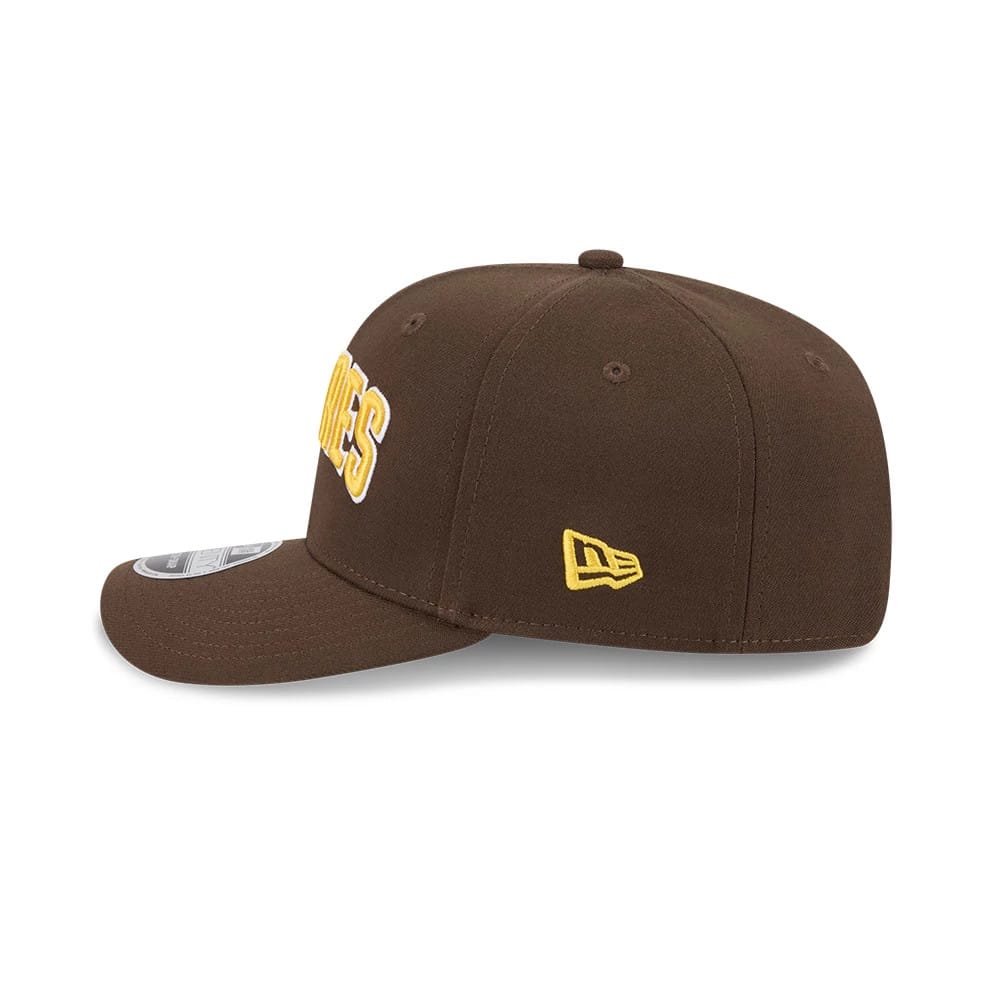 Pictured is this MLB San Diego Padres 9SEVENTY Stretch Snap cap in dark brown. 5