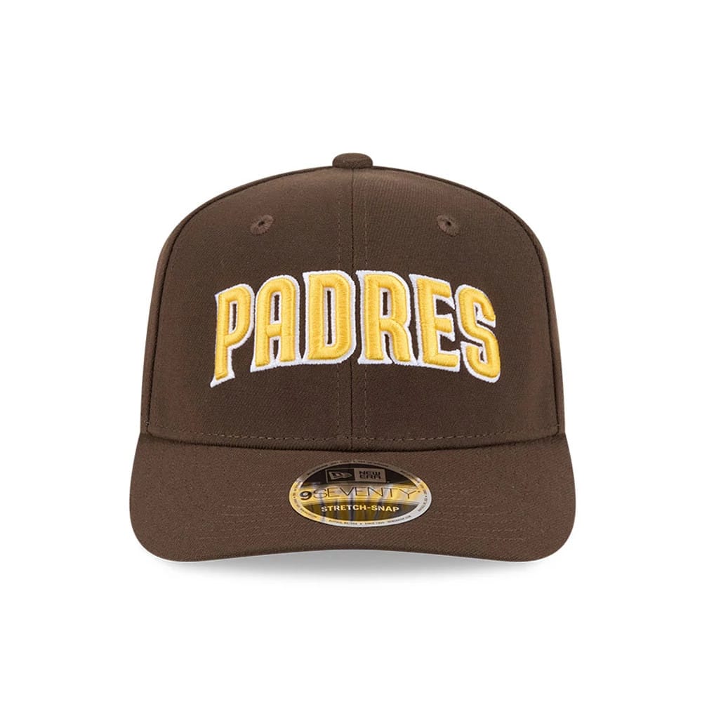 Pictured is this MLB San Diego Padres 9SEVENTY Stretch Snap cap in dark brown. 6
