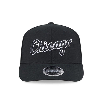 Pictured is this MLB Chicago White Sox 9SEVENTY Stretch Snap cap in black. 3