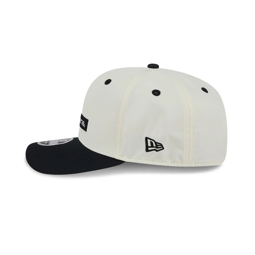 Pictured is this New Era Linear Logo 9SEVENTY Stretch Snap cap in white. 5