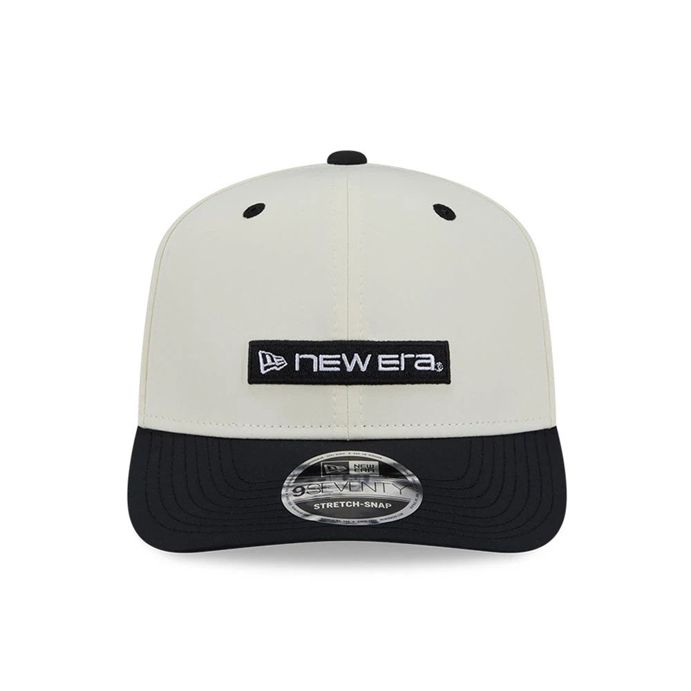 Pictured is this New Era Linear Logo 9SEVENTY Stretch Snap cap in white. 3