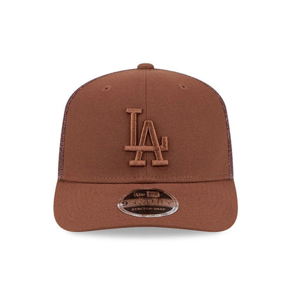 Pictured is this MLB Tiramisu LA Dodgers 9SEVENTY Stretch Snap cap in dark brown. 3