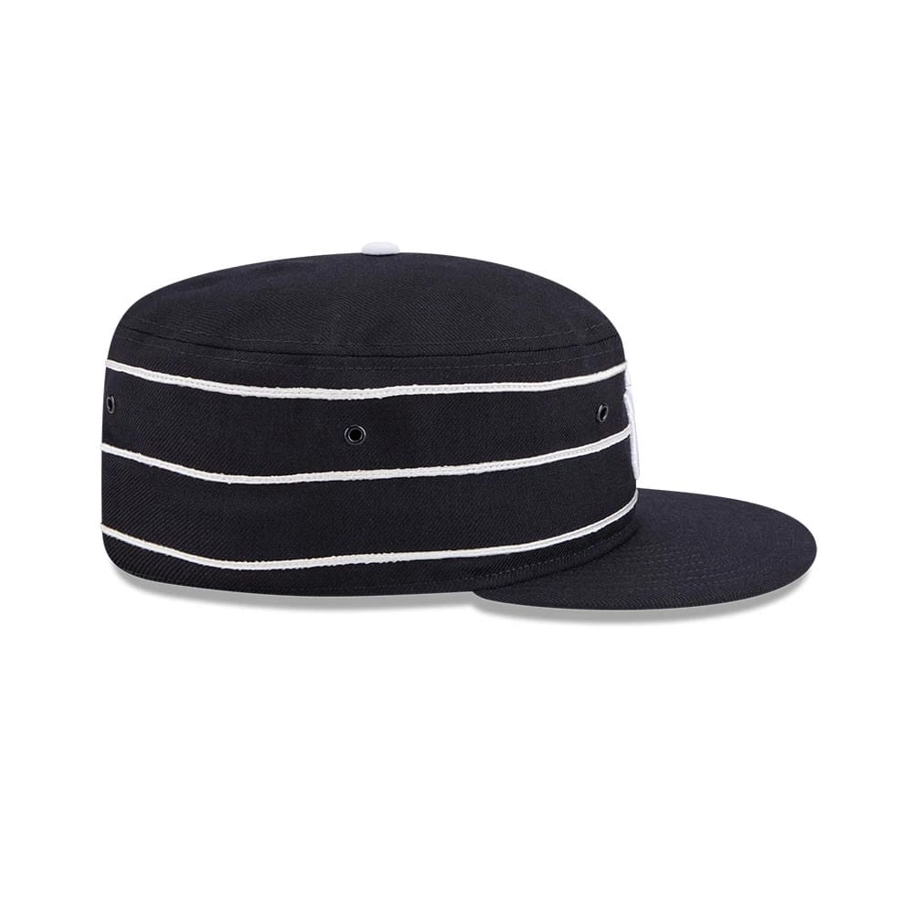 Pictured is this MLB Cooperstown New York Yankees Pillbox Adjustable cap in navy. 6