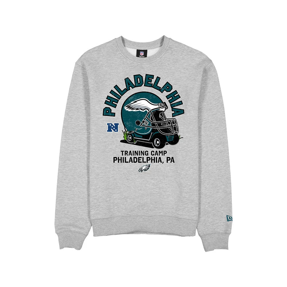 The model is wearing this NFL Training 2026 Philadelphia Eagles Crew Neck Sweater in grey. 6