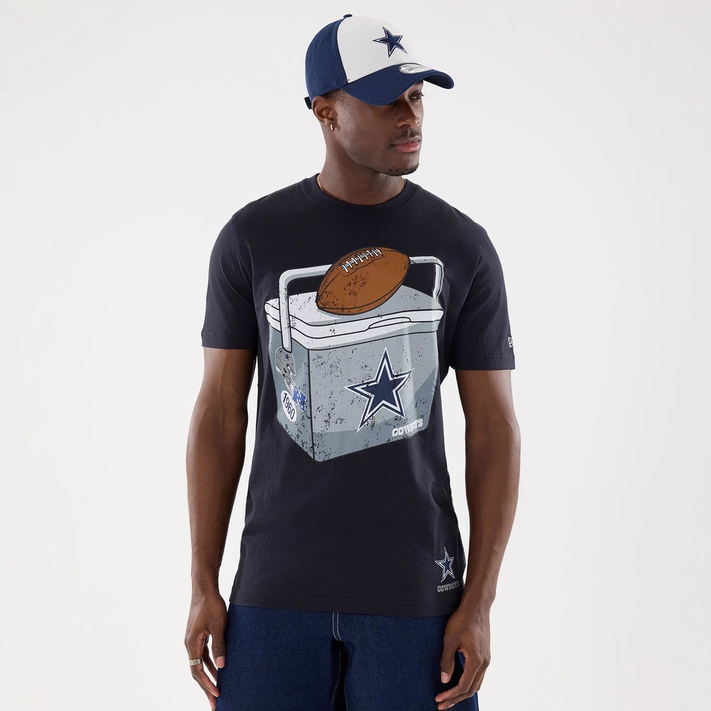 The model is wearing this NFL Training 2026 Dallas Cowboys T-Shirt in navy. 1