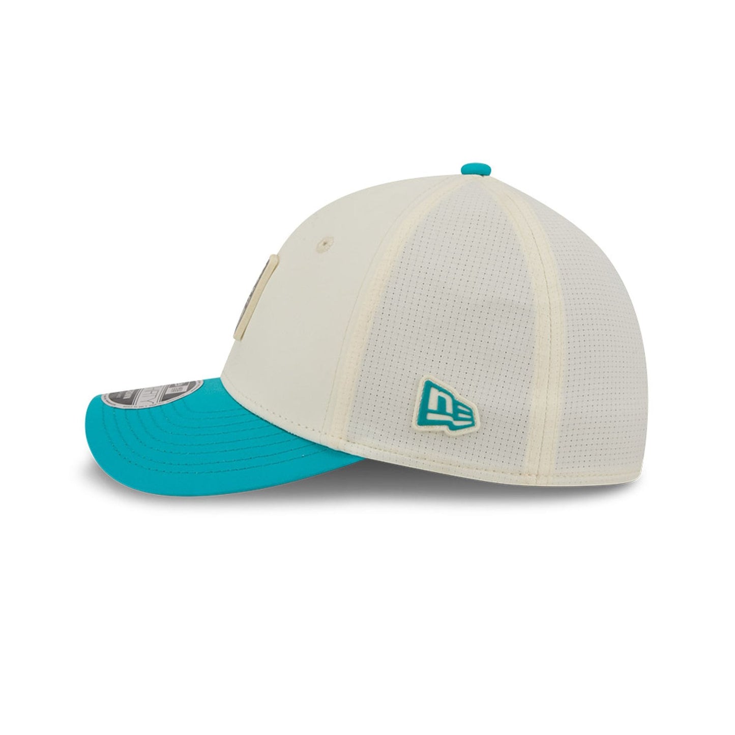 Pictured is this NFL Training 2026 Miami Dolphins 39THIRTY M-Crown Stretch Fit cap in white. 5