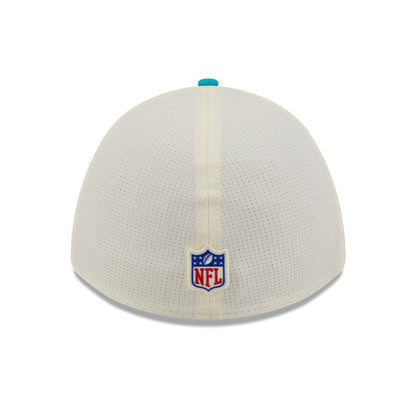Pictured is this NFL Training 2026 Miami Dolphins 39THIRTY M-Crown Stretch Fit cap in white. 6
