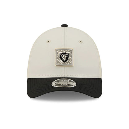 Pictured is this NFL Training 2026 Las Vegas Raiders 39THIRTY M-Crown Stretch Fit cap in white. 2
