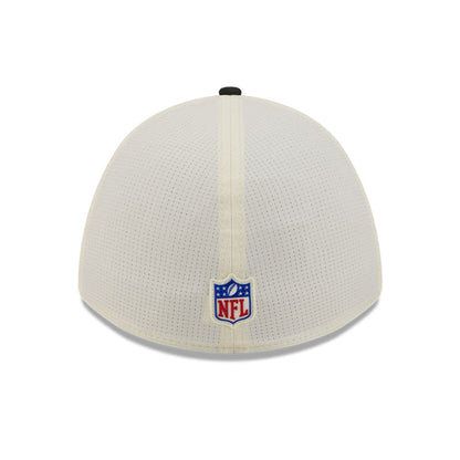 Pictured is this NFL Training 2026 Las Vegas Raiders 39THIRTY M-Crown Stretch Fit cap in white. 4