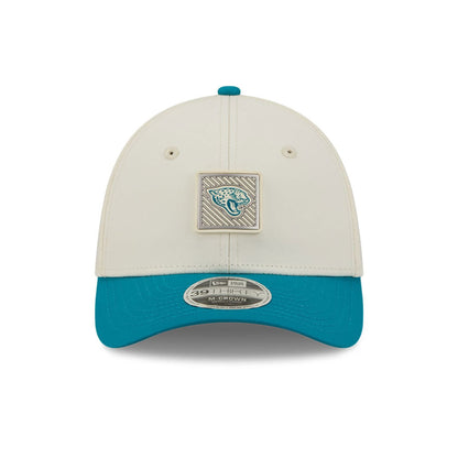 Pictured is this NFL Training 2026 Jacksonville Jaguars 39THIRTY M-Crown Stretch Fit cap in white. 2