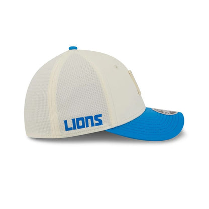 Pictured is this NFL Training 2026 Detroit Lions 39THIRTY M-Crown Stretch Fit cap in white. 5