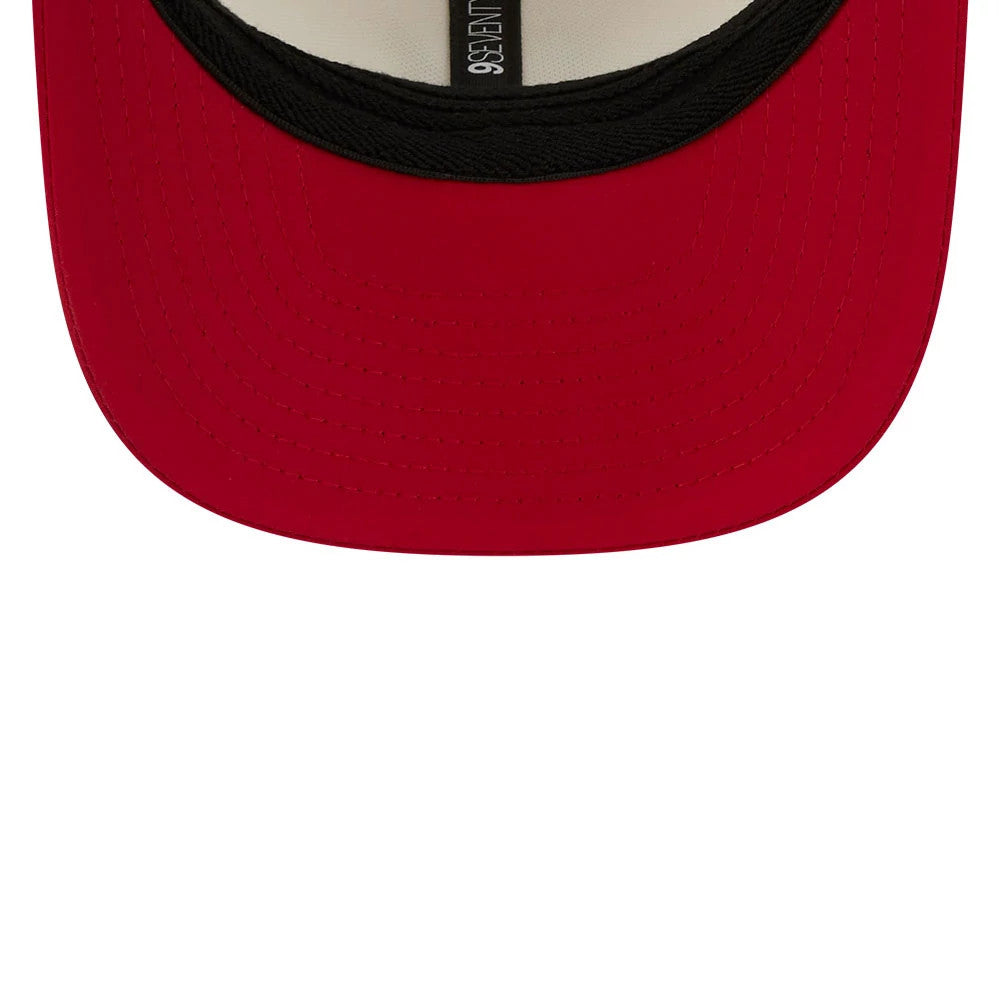 Pictured is this NFL Training 2026 San Francisco 49ers 9SEVENTY Stretch Snap cap in white. 7