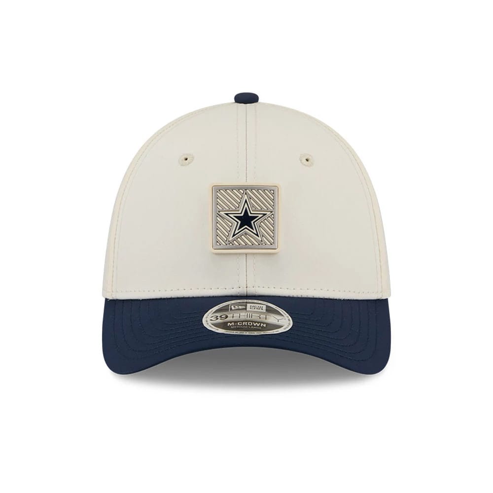 Pictured is this NFL Training 2026 Dallas Cowboys 39THIRTY M-Crown Stretch Fit cap in white. 2
