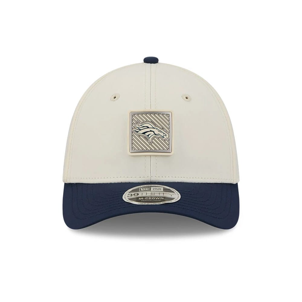 Pictured is this NFL Training 2026 Denver Broncos 39THIRTY M-Crown Stretch Fit cap in white. 2