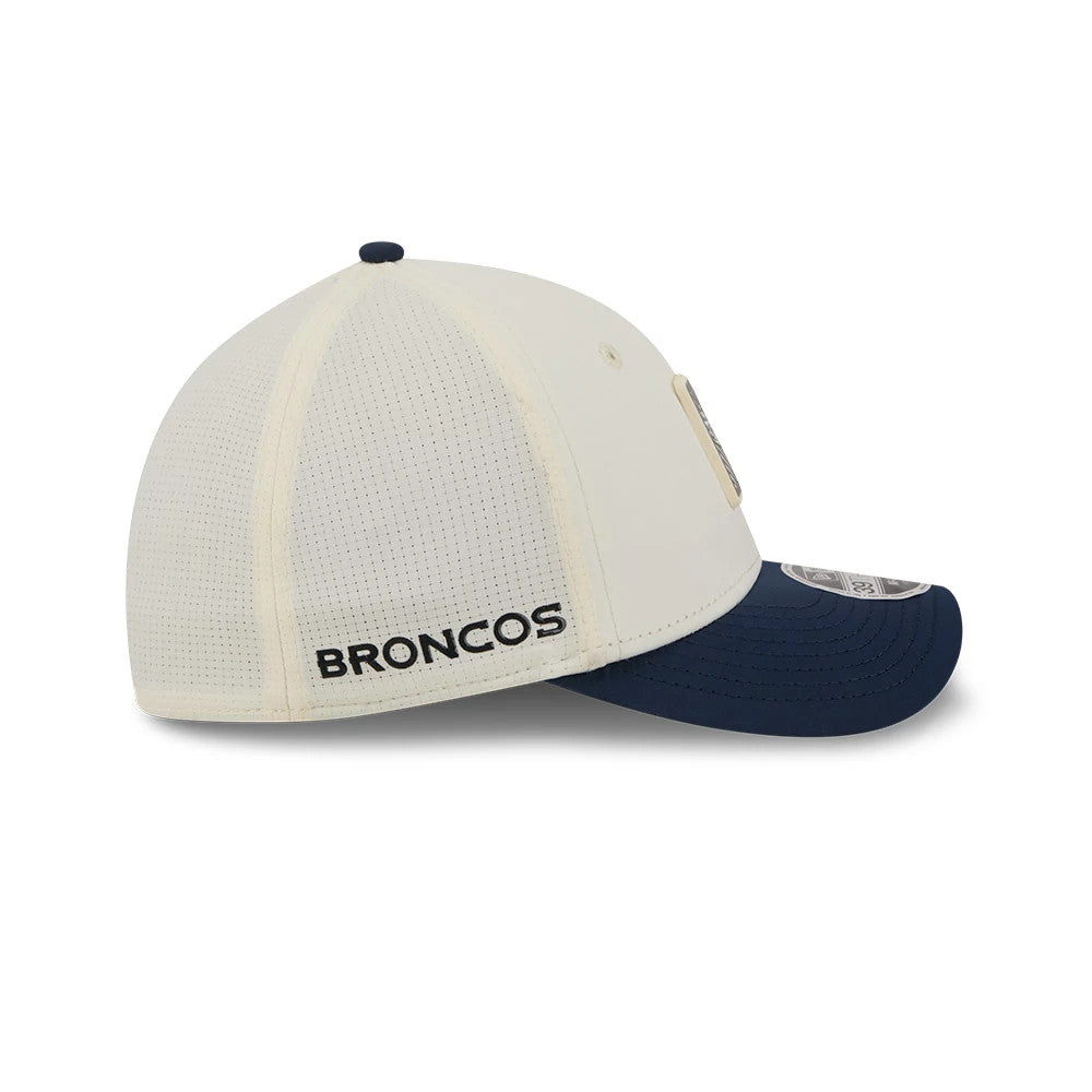 Pictured is this NFL Training 2026 Denver Broncos 39THIRTY M-Crown Stretch Fit cap in white. 4