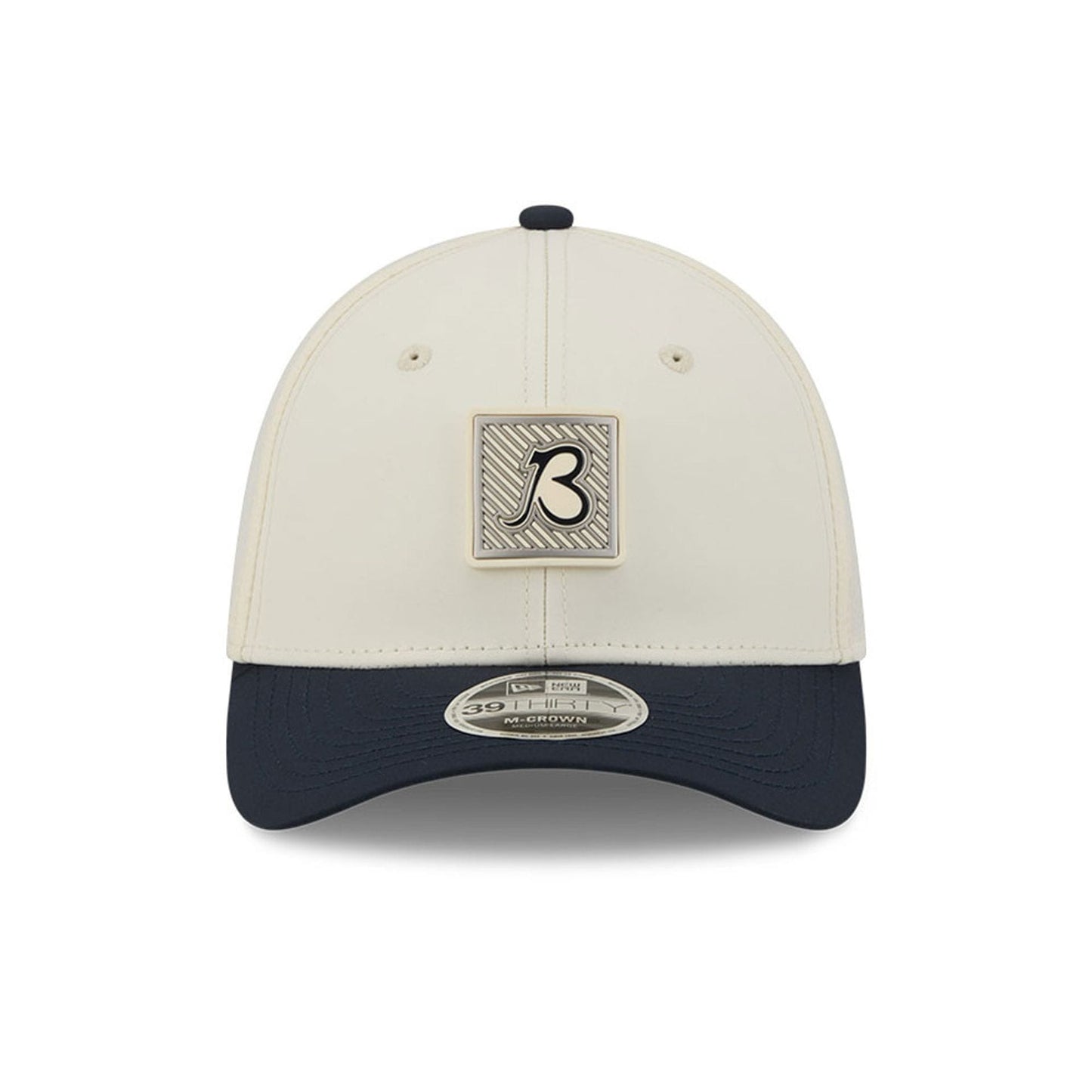 Pictured is this NFL Training 2026 Chicago Bears 39THIRTY M-Crown Stretch Fit cap in white. 2