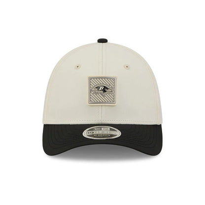 Pictured is this NFL Training 2026 Baltimore Ravens 39THIRTY M-Crown Stretch Fit cap in white. 2