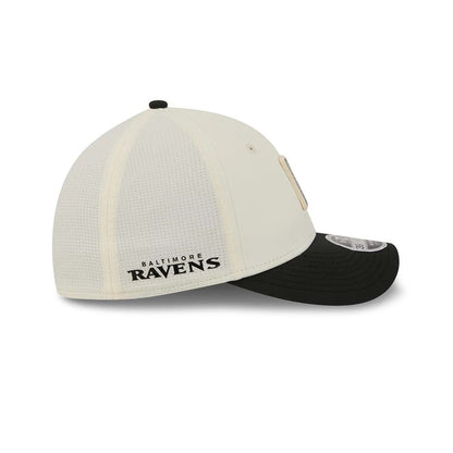 Pictured is this NFL Training 2026 Baltimore Ravens 39THIRTY M-Crown Stretch Fit cap in white. 6