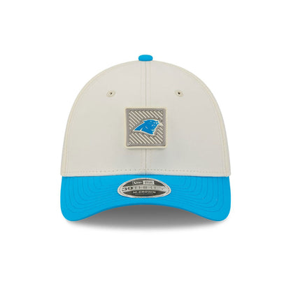 Pictured is this NFL Training 2026 Carolina Panthers 39THIRTY M-Crown Stretch Fit cap in white. 2