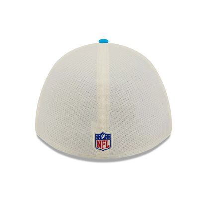Pictured is this NFL Training 2026 Carolina Panthers 39THIRTY M-Crown Stretch Fit cap in white. 6