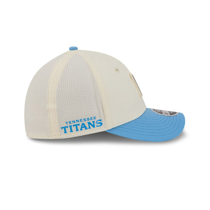 Pictured is this NFL Training 2026 Tennessee Titans 39THIRTY M-Crown Stretch Fit cap in pastel white. 4