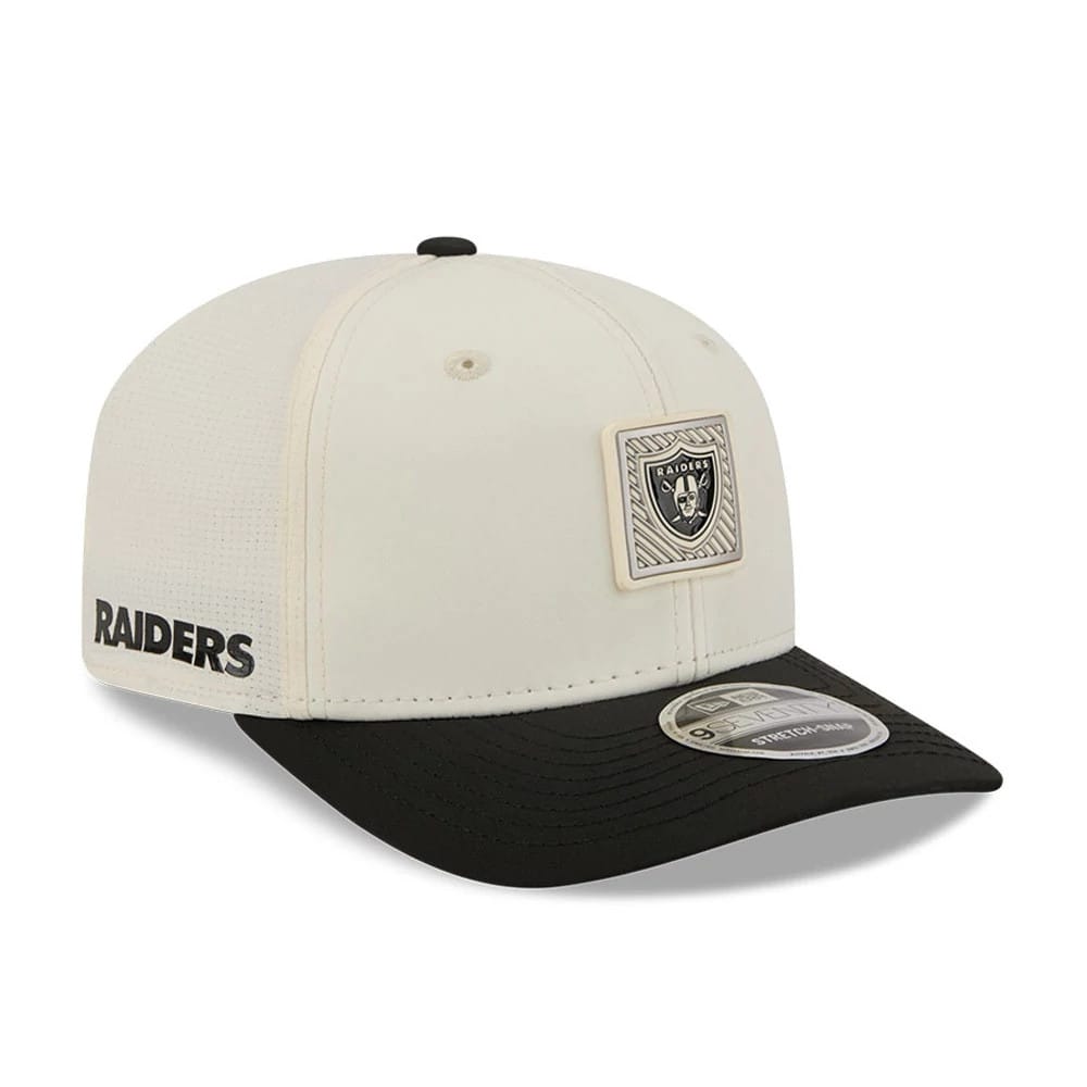 Pictured is this NFL Training 2026 Las Vegas Raiders 9SEVENTY Stretch Snap cap in white. 1