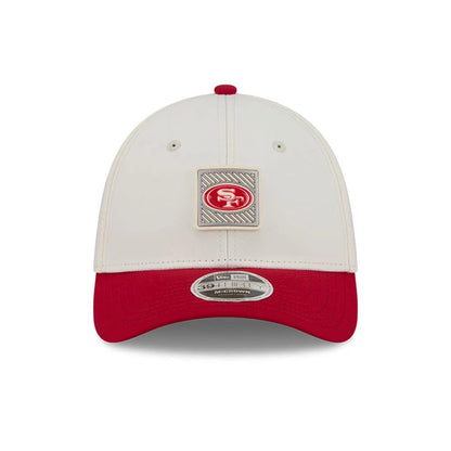 Pictured is this NFL Training 2026 San Francisco 49ers 39THIRTY M-Crown Stretch Fit cap in white. 2