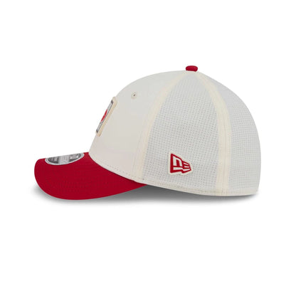 Pictured is this NFL Training 2026 San Francisco 49ers 39THIRTY M-Crown Stretch Fit cap in white. 5