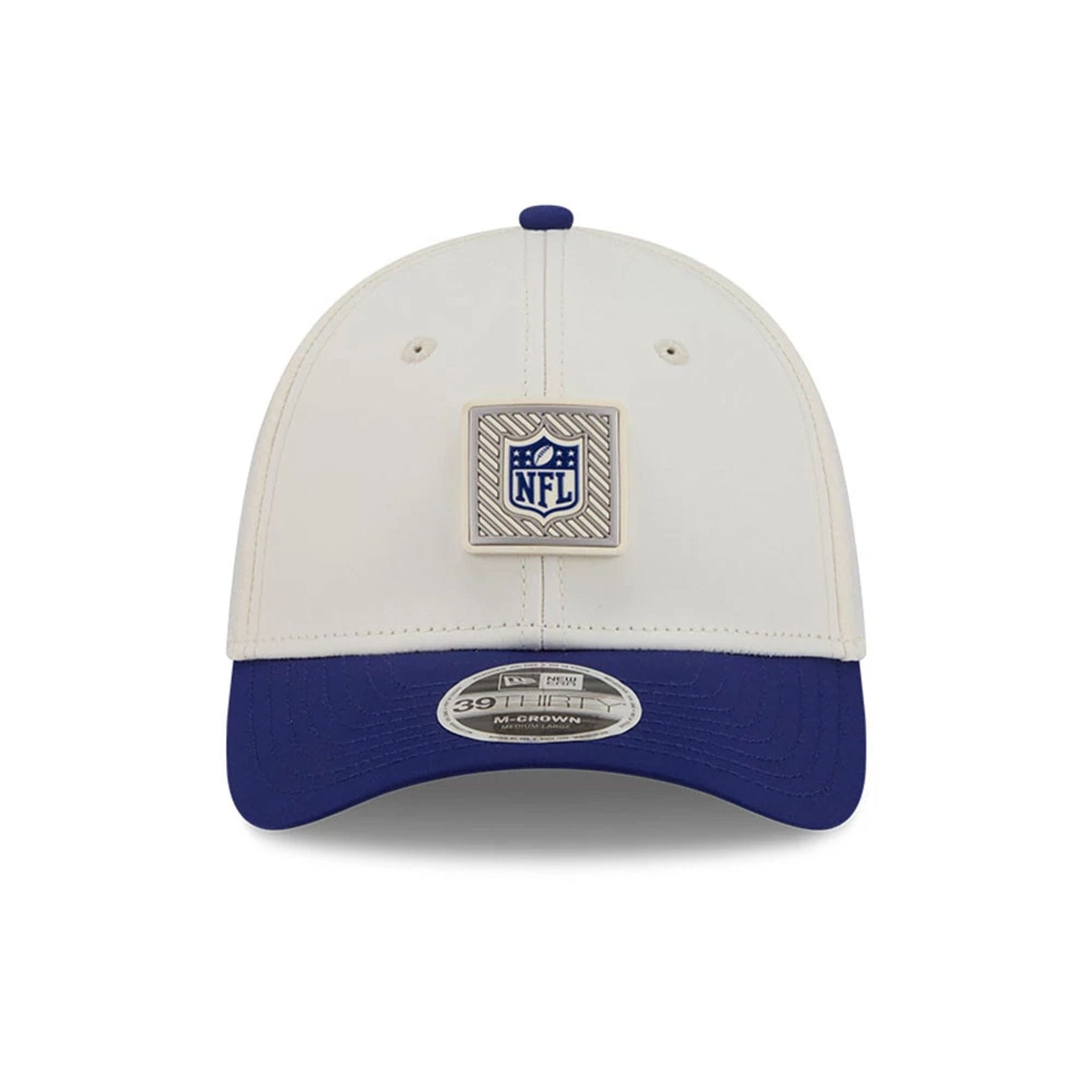 Pictured is this NFL Training 2026 NFL Official Logo 39THIRTY M-Crown Stretch Fit cap in white. 2
