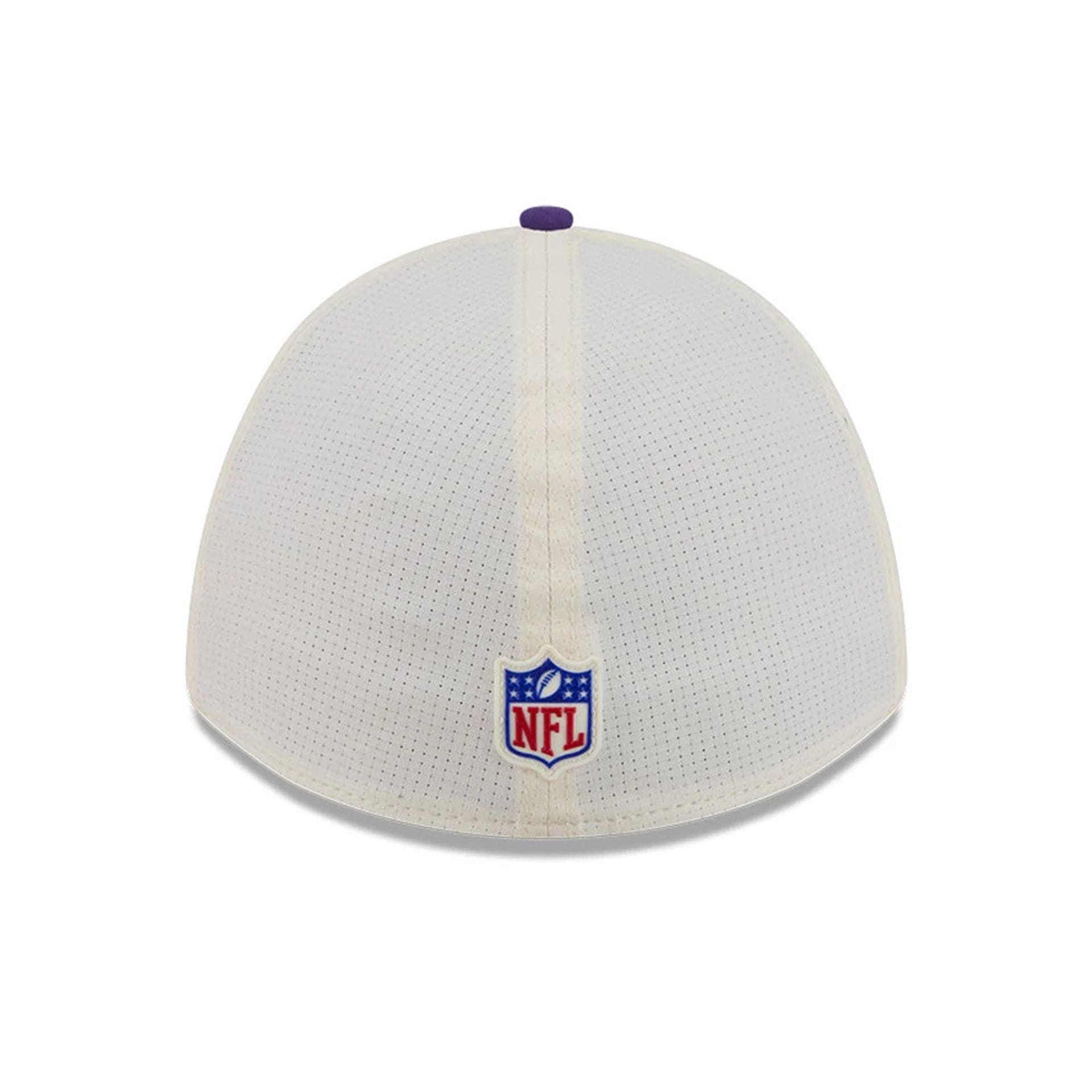 Pictured is this NFL Training 2026 Minnesota Vikings 39THIRTY M-Crown Stretch Fit cap in white. 6