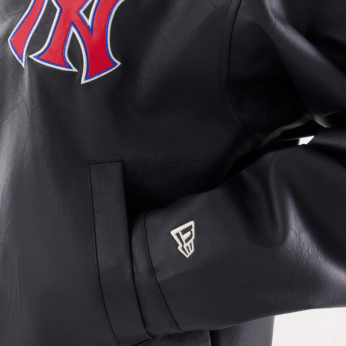 The model is wearing this Womens MLB New York Yankees Collared Jacket in navy. 6
