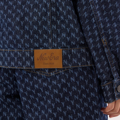 The model is wearing this Womens MLB Denim New York Yankees Jacket in navy. 4