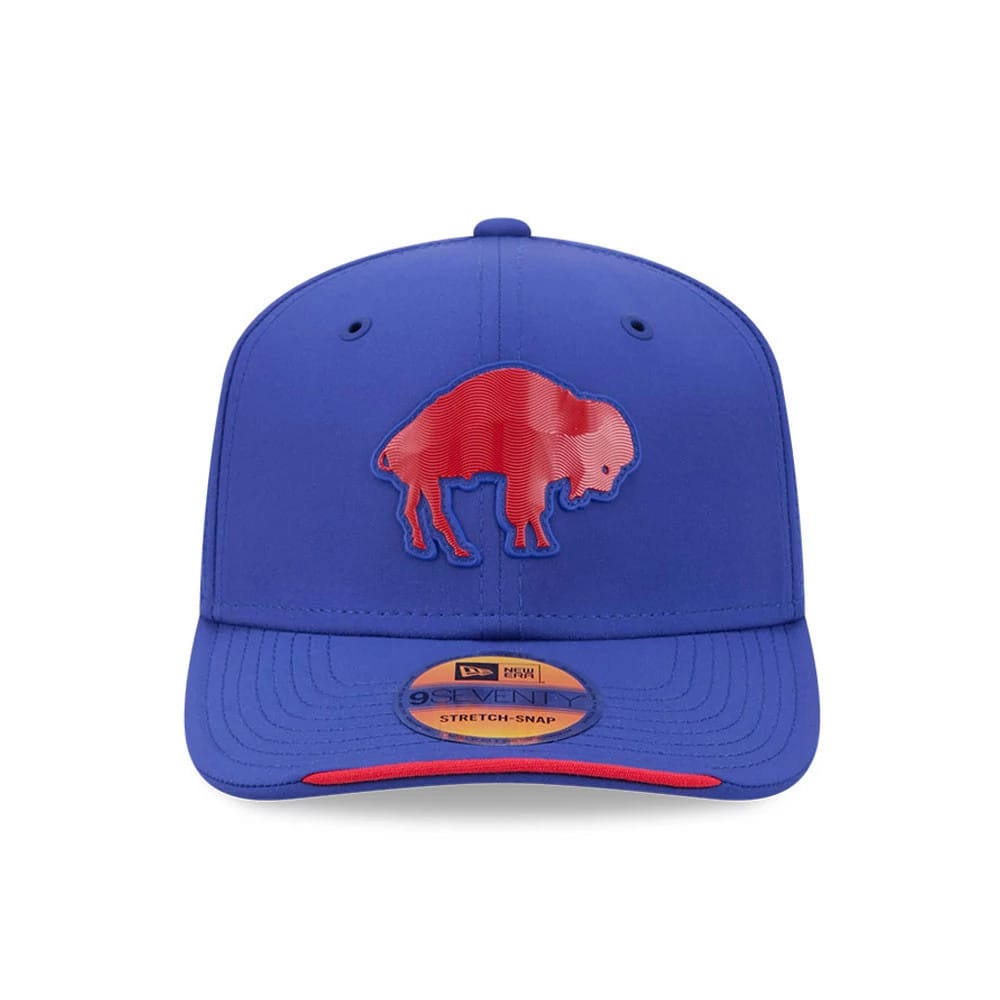 Pictured is this NFL Sideline 2026 Buffalo Bills 9SEVENTY Stretch Snap cap in blue. 2