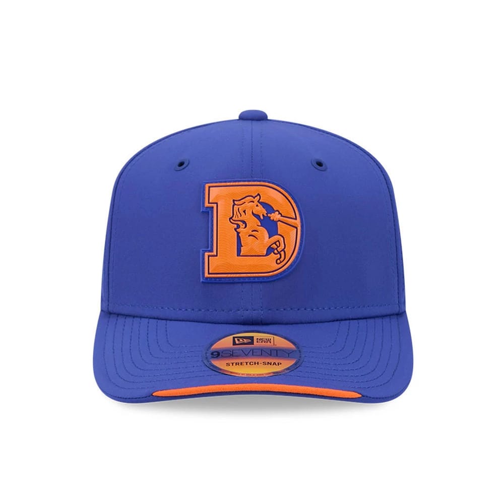 Pictured is this NFL Sideline 2026 Denver Broncos 9SEVENTY Stretch Snap cap in blue. 2