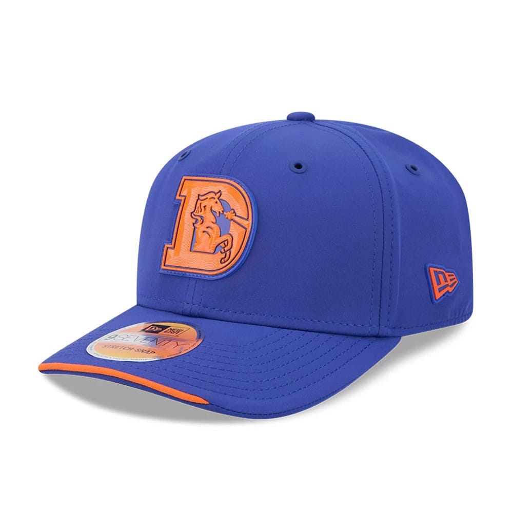Pictured is this NFL Sideline 2026 Denver Broncos 9SEVENTY Stretch Snap cap in blue. 1