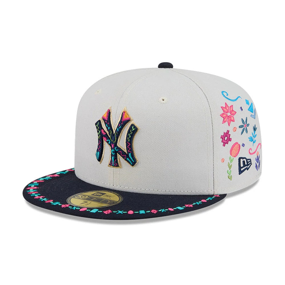 Pictured is this MLB Heritage New York Yankees 59FIFTY Fitted cap in light beige. 1