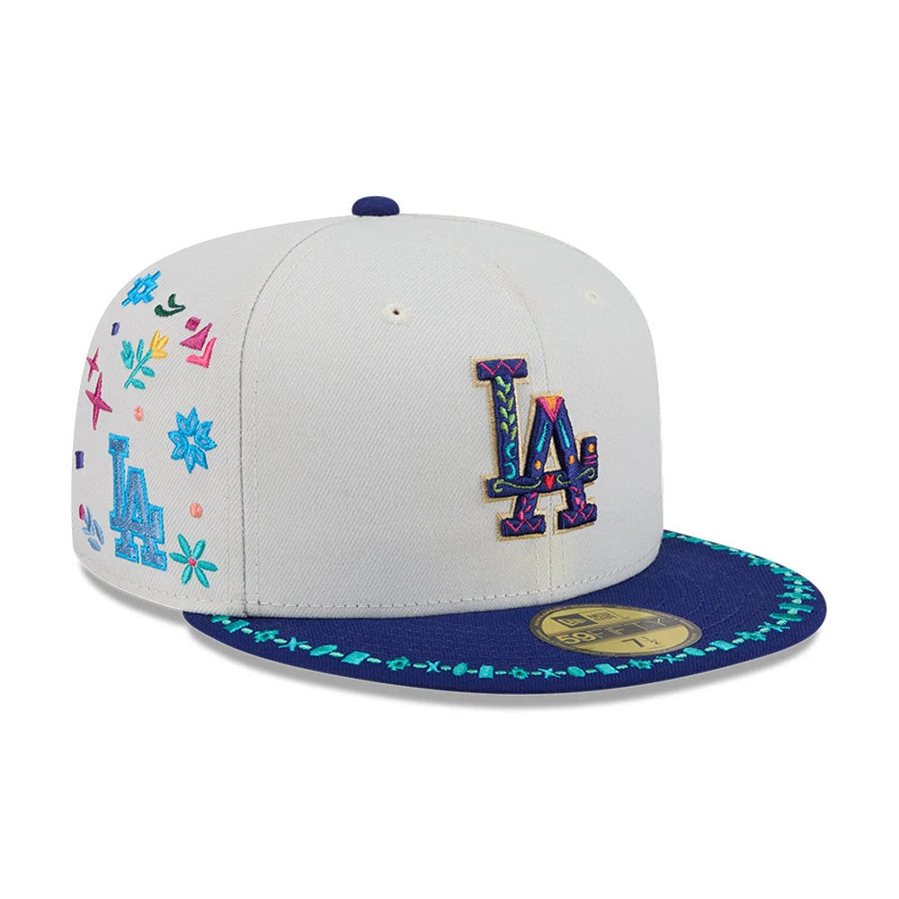Pictured is this MLB Heritage LA Dodgers 59FIFTY Fitted cap in light beige. 5