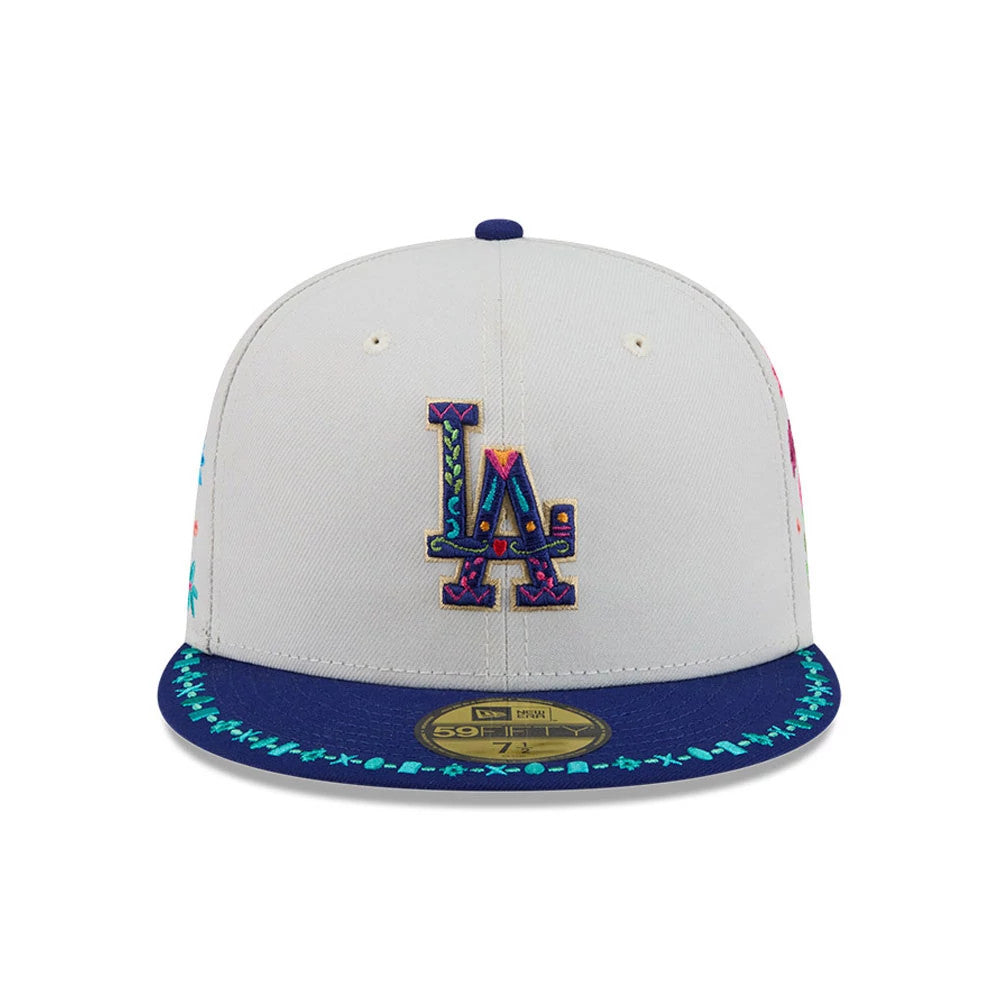 Pictured is this MLB Heritage LA Dodgers 59FIFTY Fitted cap in light beige. 4