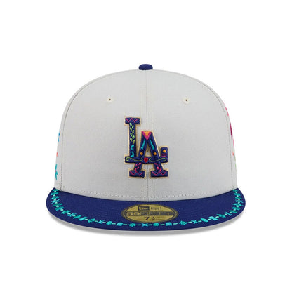 Pictured is this MLB Heritage LA Dodgers 59FIFTY Fitted cap in light beige. 4