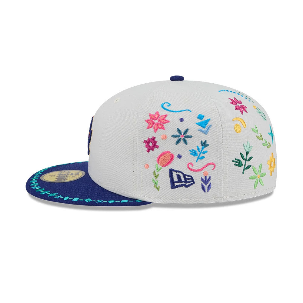 Pictured is this MLB Heritage LA Dodgers 59FIFTY Fitted cap in light beige. 6