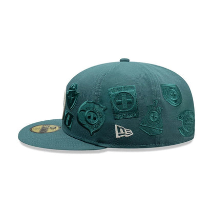 Pictured is this Liga MX All Over Cruz Azul 59FIFTY Fitted cap in dark green. 5