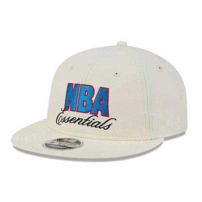 Pictured is this FOG x NBA Logo Retro Crown 9FIFTY Snapback Adjustable cap in white. 1