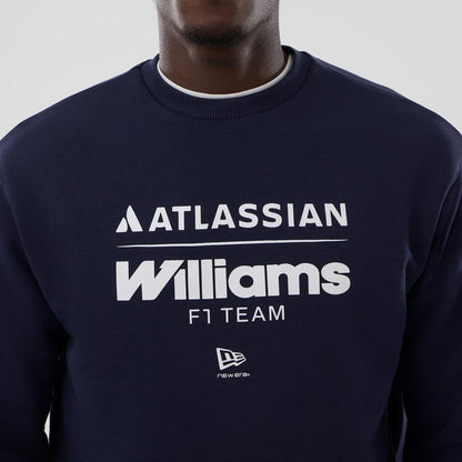 The model is wearing this Atlassian Williams F1 Team Oversized Crew Neck Sweater in navy. 3