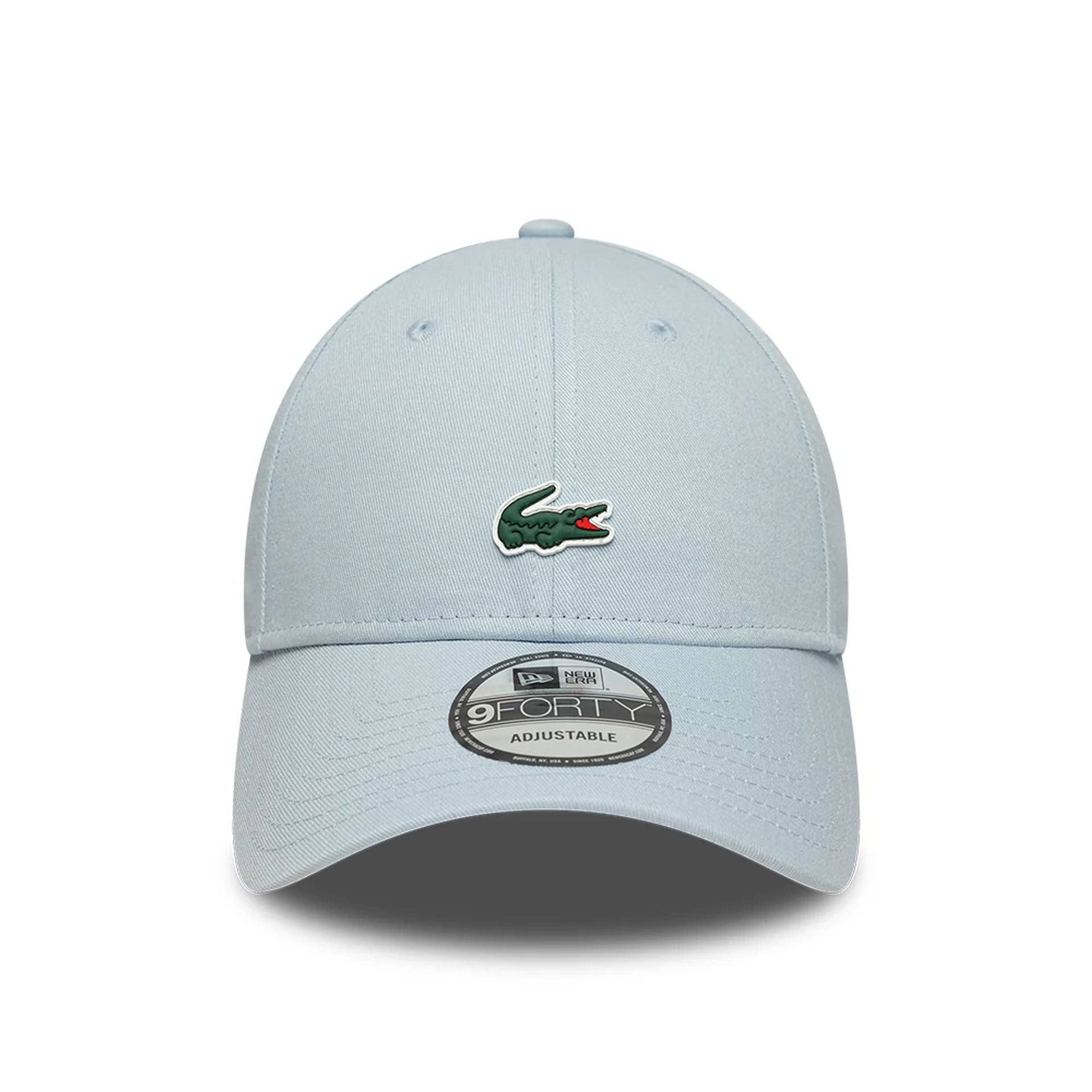 Pictured is this Lacoste X New Era 9FORTY cap in pastel blue. 2