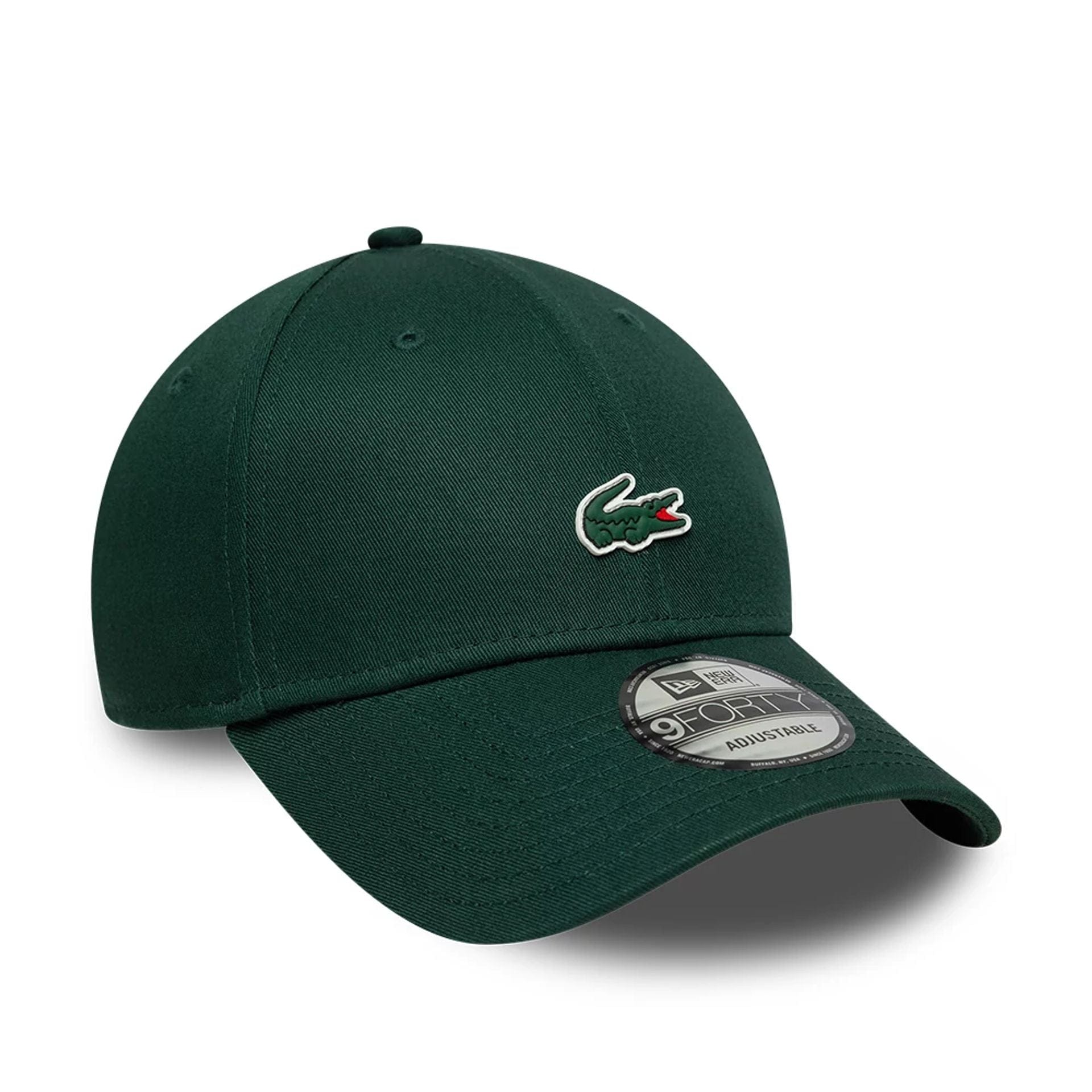 Pictured is this Lacoste X New Era 9FORTY cap in dark green. 3