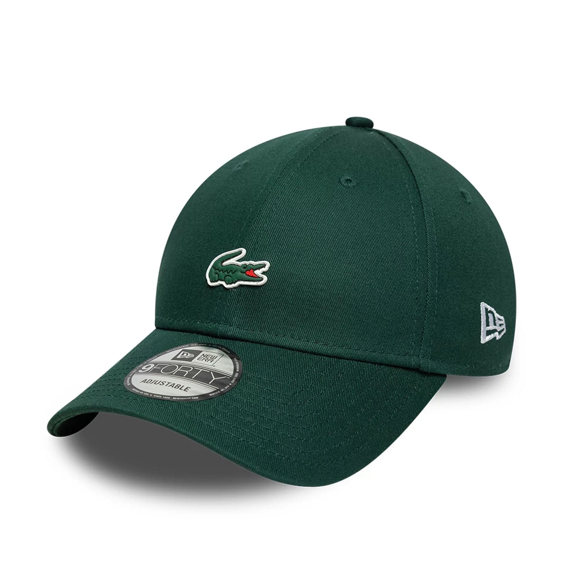 Pictured is this Lacoste X New Era 9FORTY cap in dark green. 1