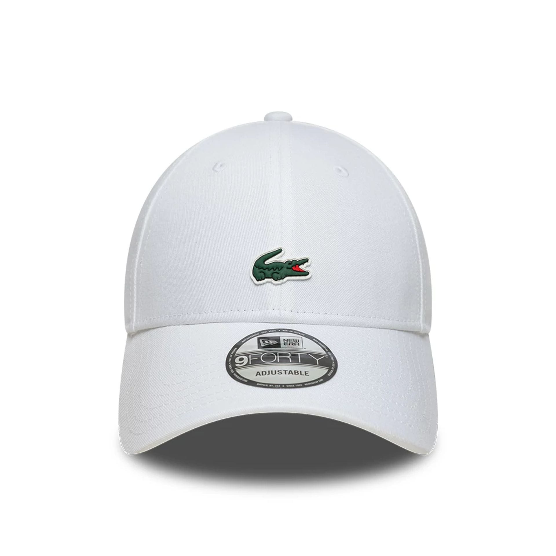Pictured is this Lacoste X New Era 9FORTY cap in white. 2