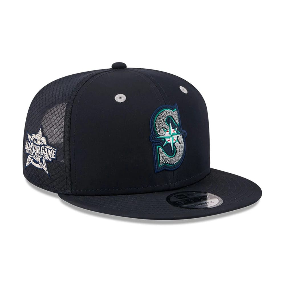 Pictured is this MLB All Star Game Seattle Mariners 9FIFTY Snapback cap in navy. 1