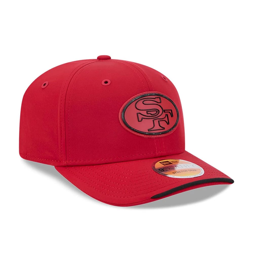 Pictured is this NFL Sideline 2026 San Francisco 49ers 9SEVENTY Stretch Snap cap in red. 3