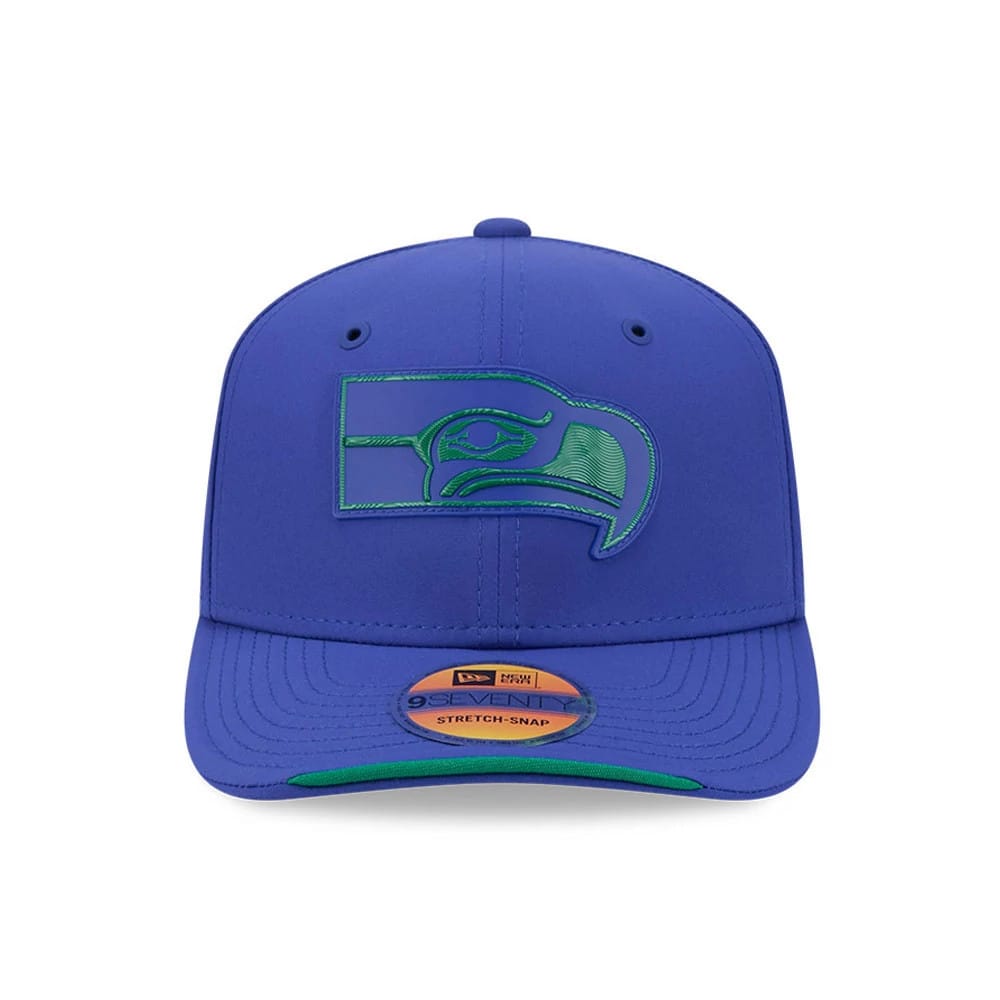 Pictured is this NFL Sideline 2026 Seattle Seahawks 9SEVENTY Stretch Snap cap in blue. 2